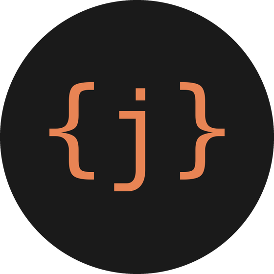 JSON's {j} mark in orange on a dark circle